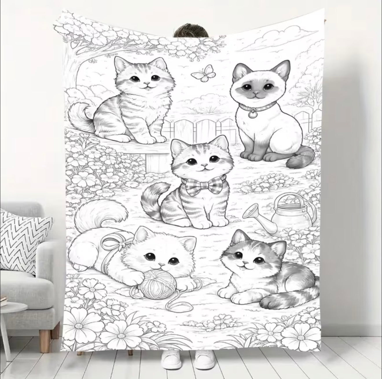 cat coloring throw for kids