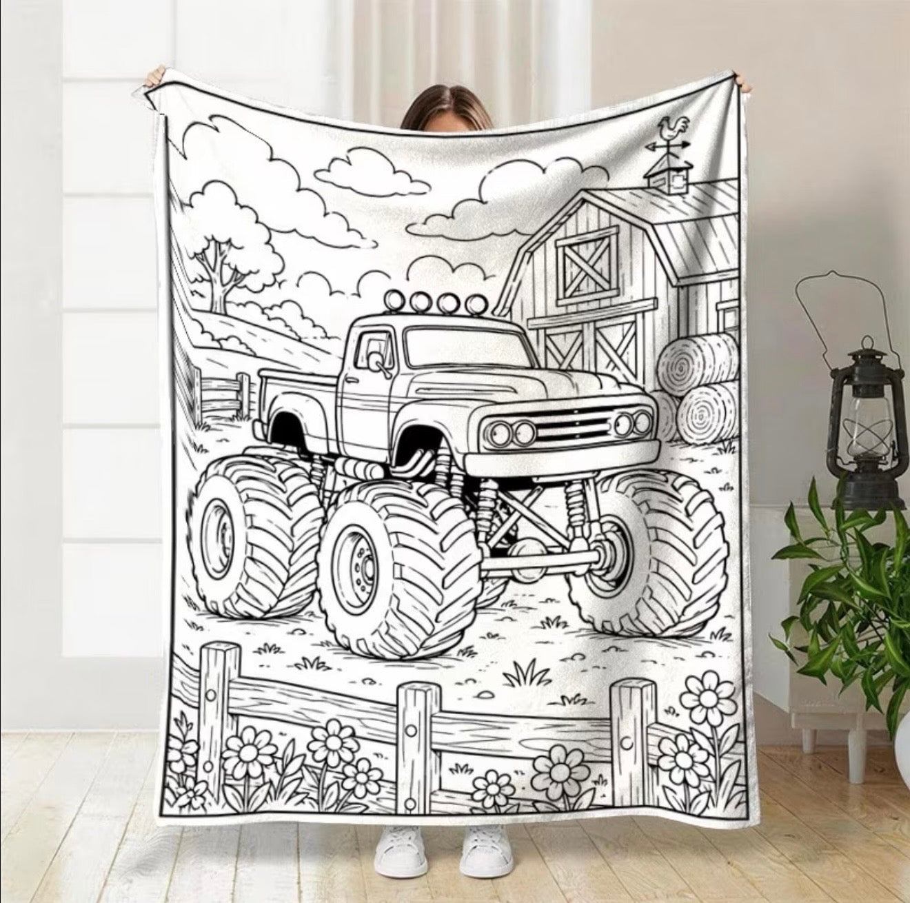 monster truck diy coloring blanket for kids and adults