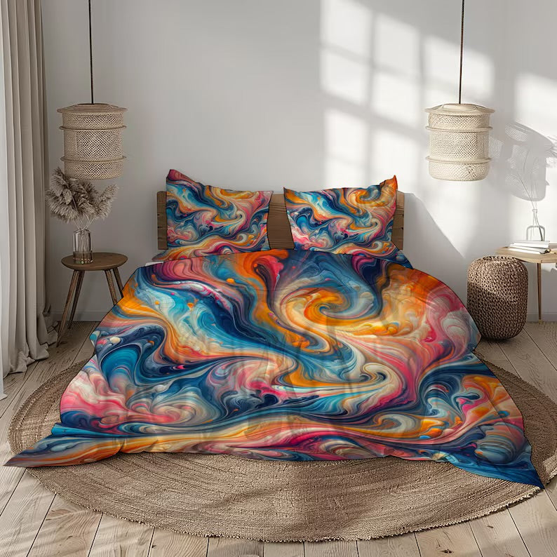Swirl tie-dye quilt cover