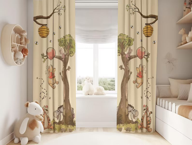 Winnie the Pooh Nursery Curtains – Room Darkening Kids Bedroom & Baby Room Drapes
