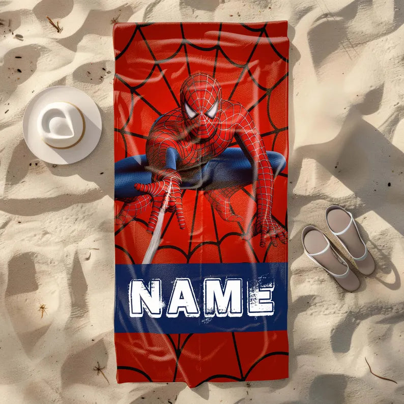 Disney Marvel Spiderman Beach Towel - Custom Superhero Towel For Kids & Teens