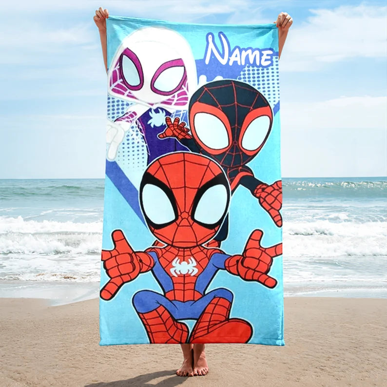 Disney Marvel Spiderman Beach Towel - Custom Superhero Towel For Kids & Teens