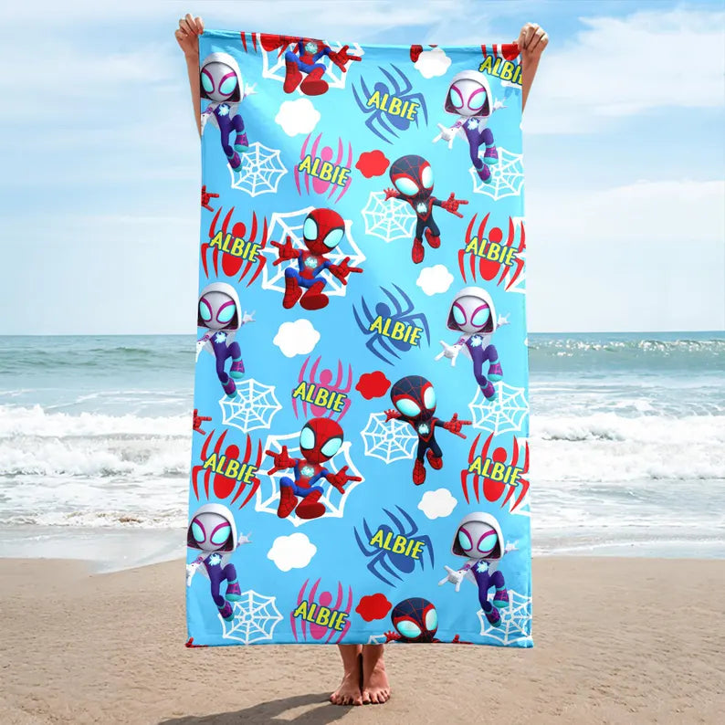 Disney Marvel Spiderman Beach Towel - Custom Superhero Towel For Kids & Teens