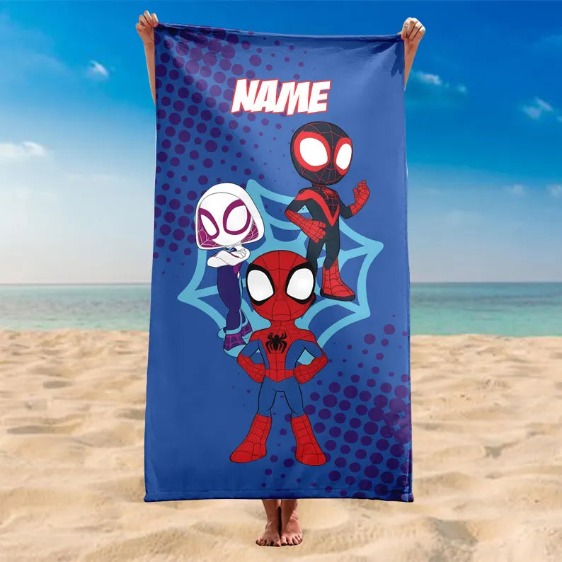 Disney Marvel Spiderman Beach Towel - Custom Superhero Towel For Kids & Teens