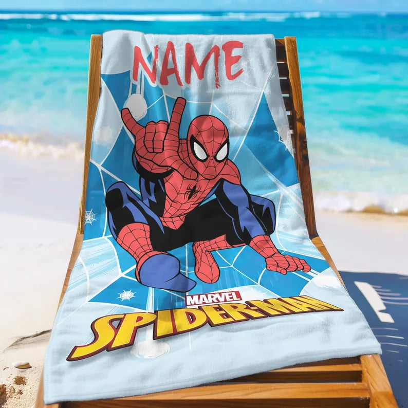 Disney Marvel Spiderman Beach Towel - Custom Superhero Towel For Kids & Teens