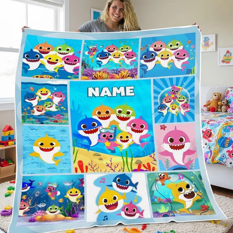 Personalised Kids Blanket – Custom Name Blanket with Favourite Characters & Superheroes