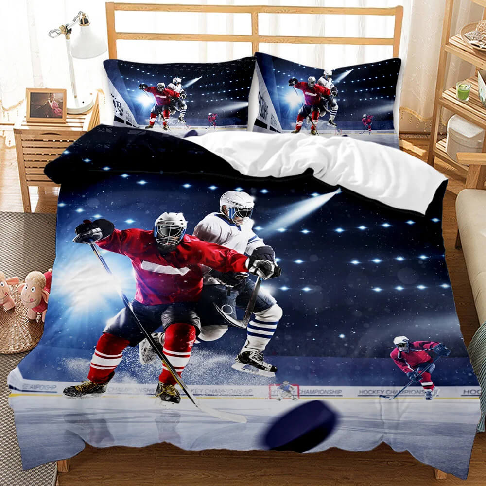 Ice Hockey Bedding Ensemble for Boys and Girls