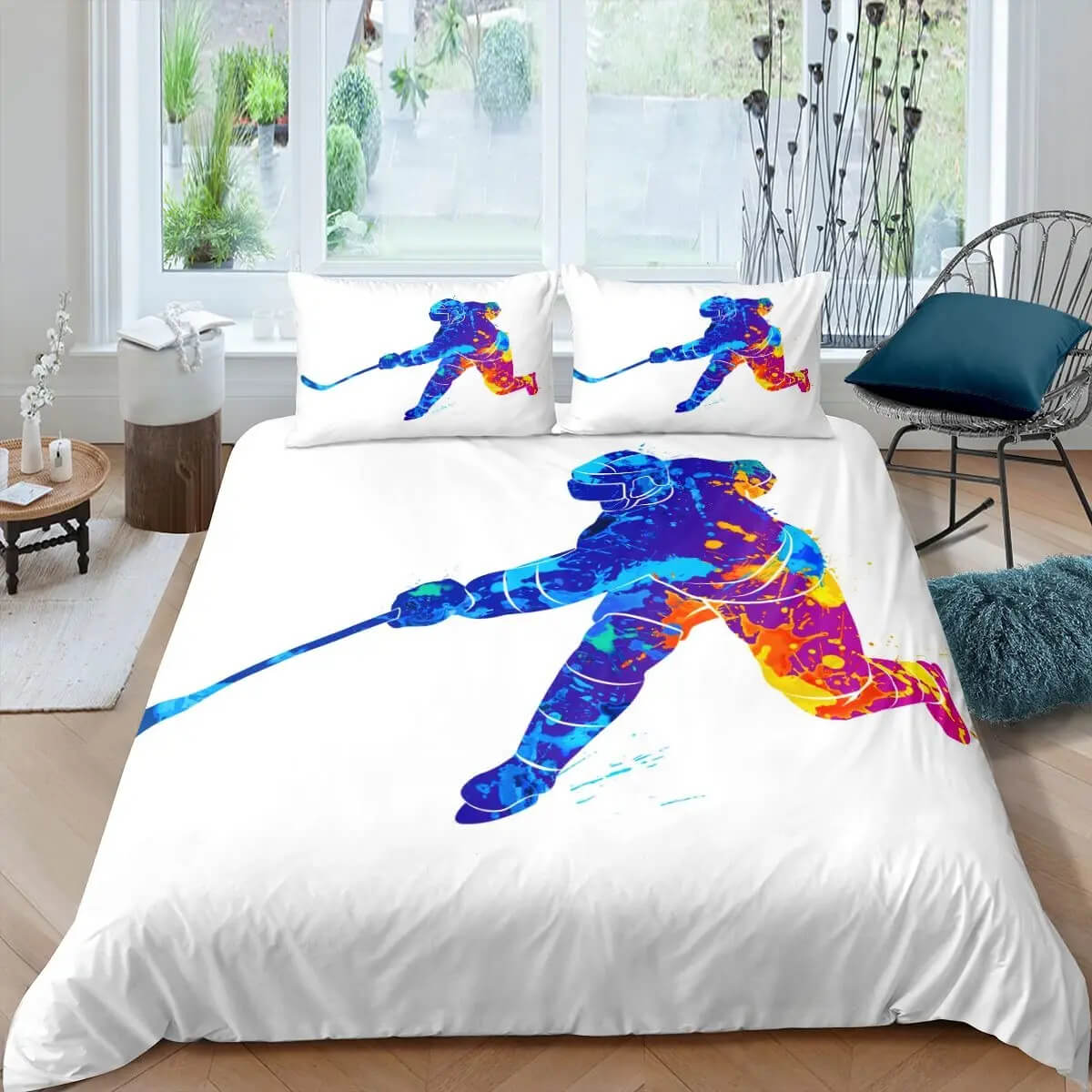 Hockey Fan Bedroom Bedding Set Queen Size