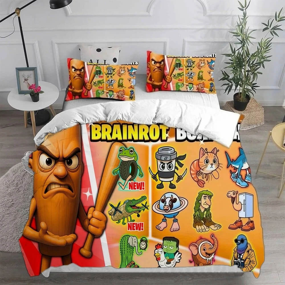Tung Tung Sahur meme duvet cover with pillowcase