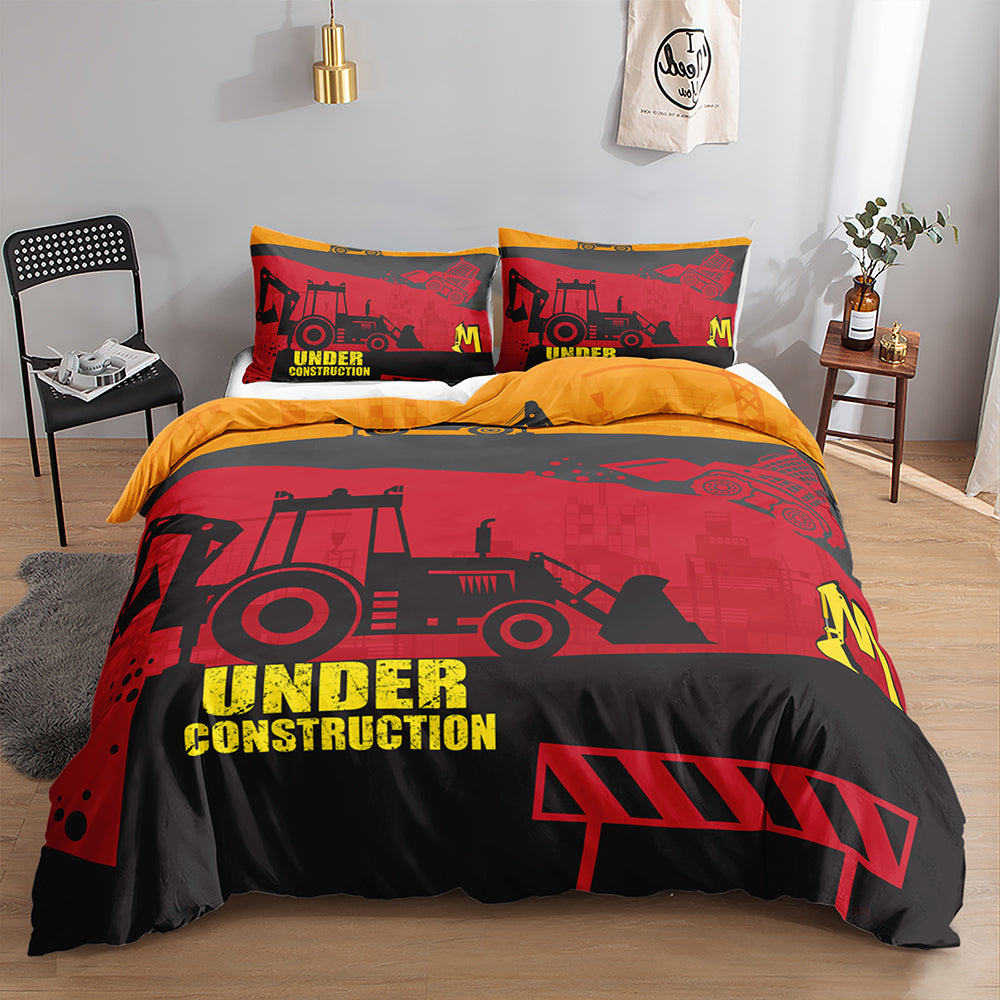excavator truck kids bedding