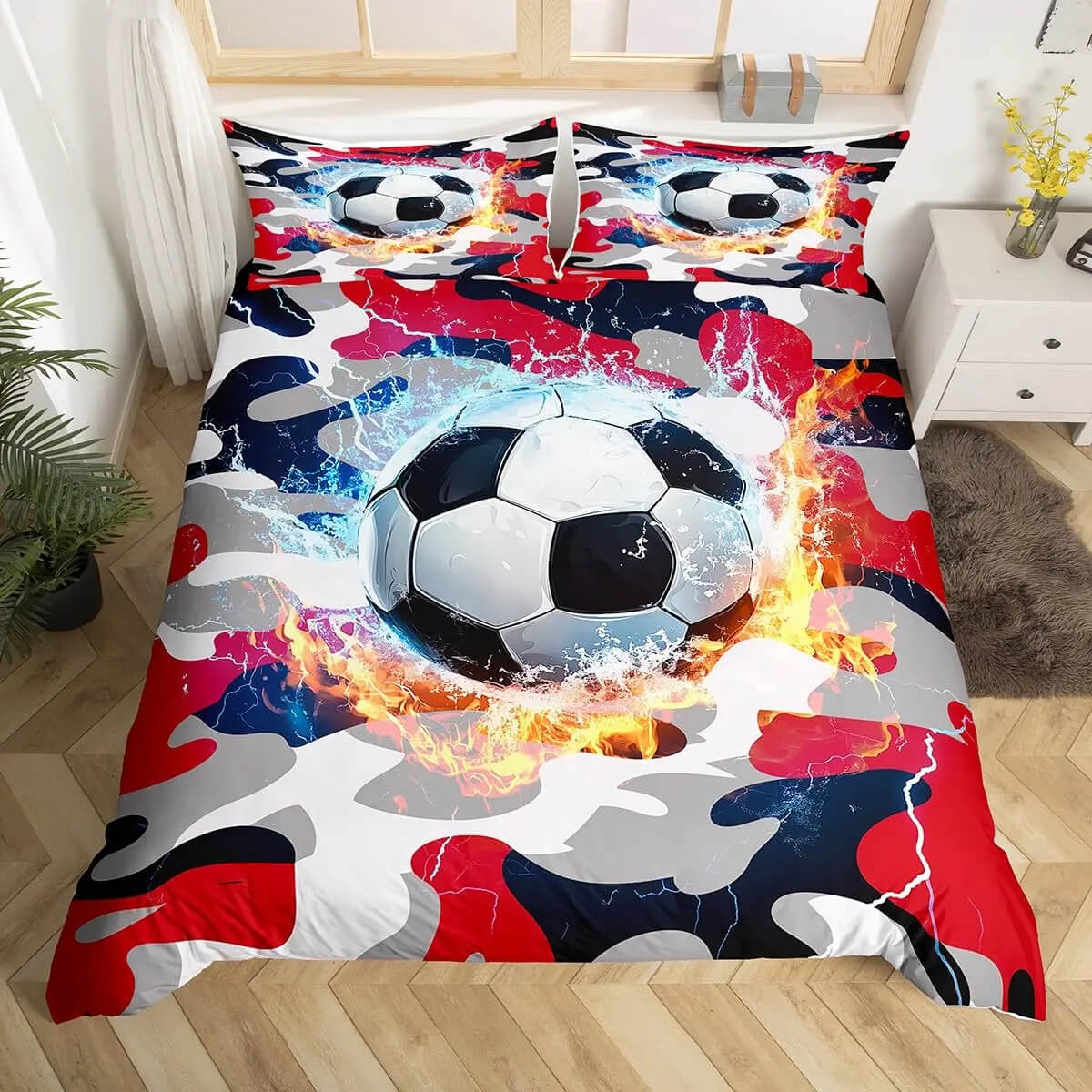 Boys sports bedding quilt cover with football design