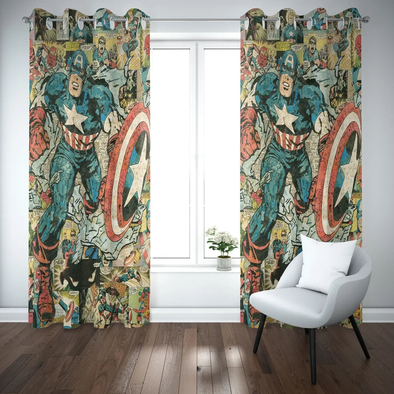 Comic-style Captain America curtains