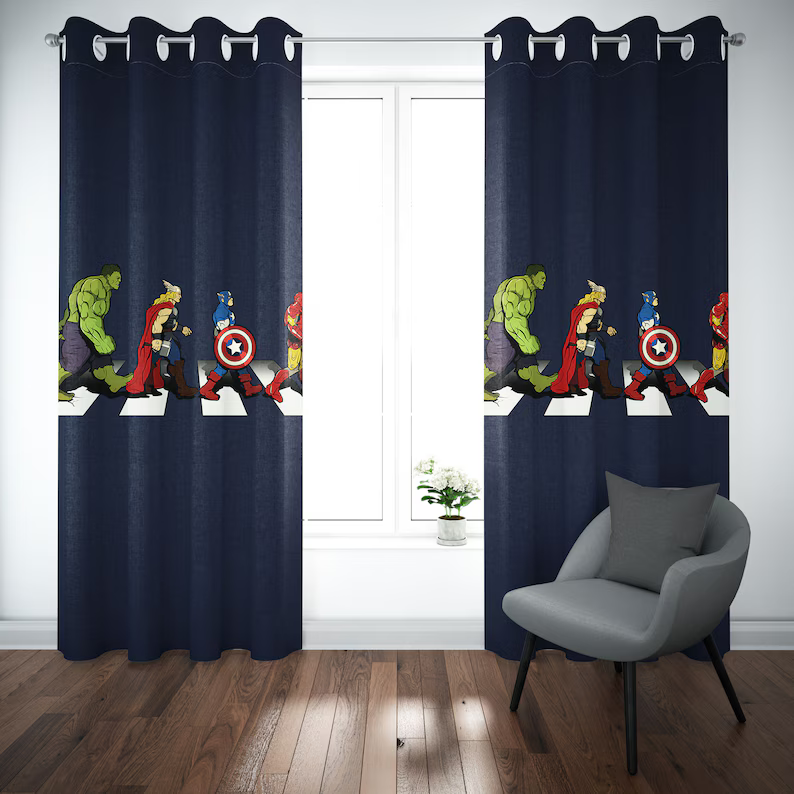 cartoon superhero curtains kids bedroom