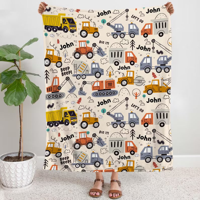 Kids crane truck blanket