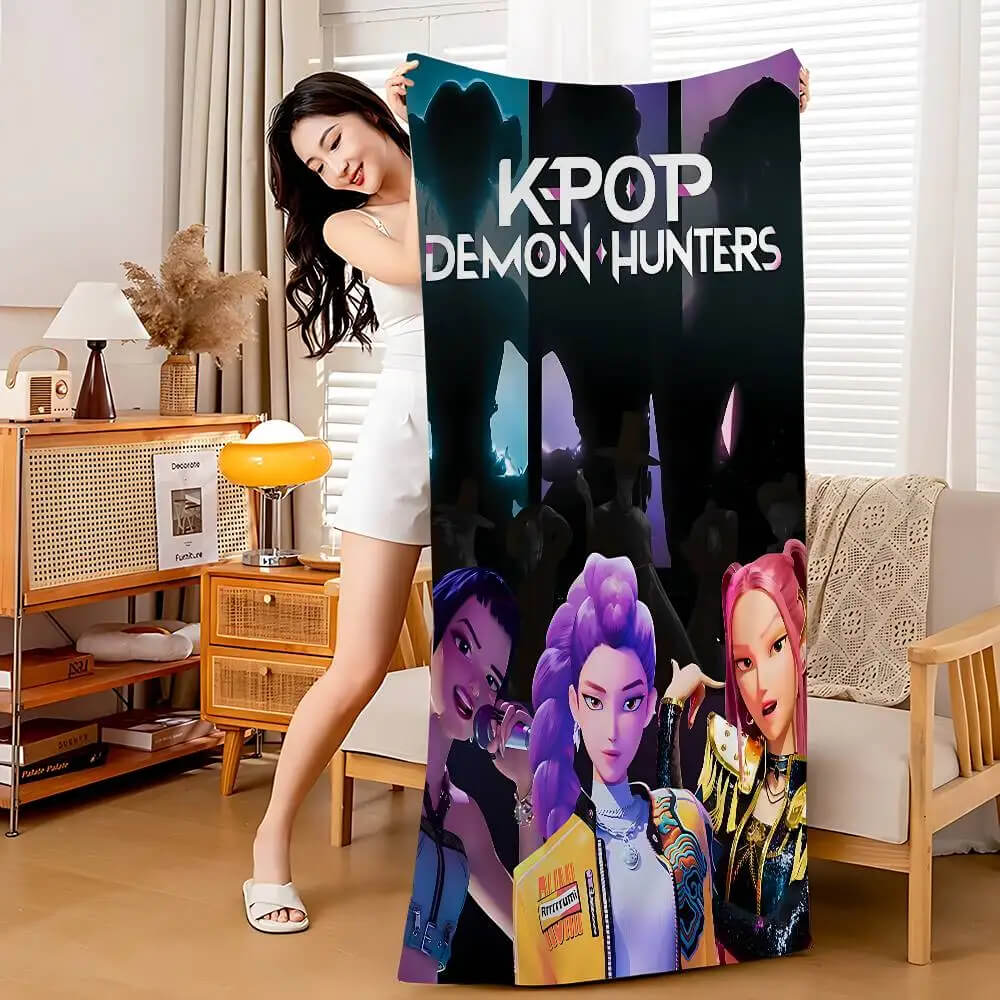 Cartoon Demon Hunter bath towel for boys and girls