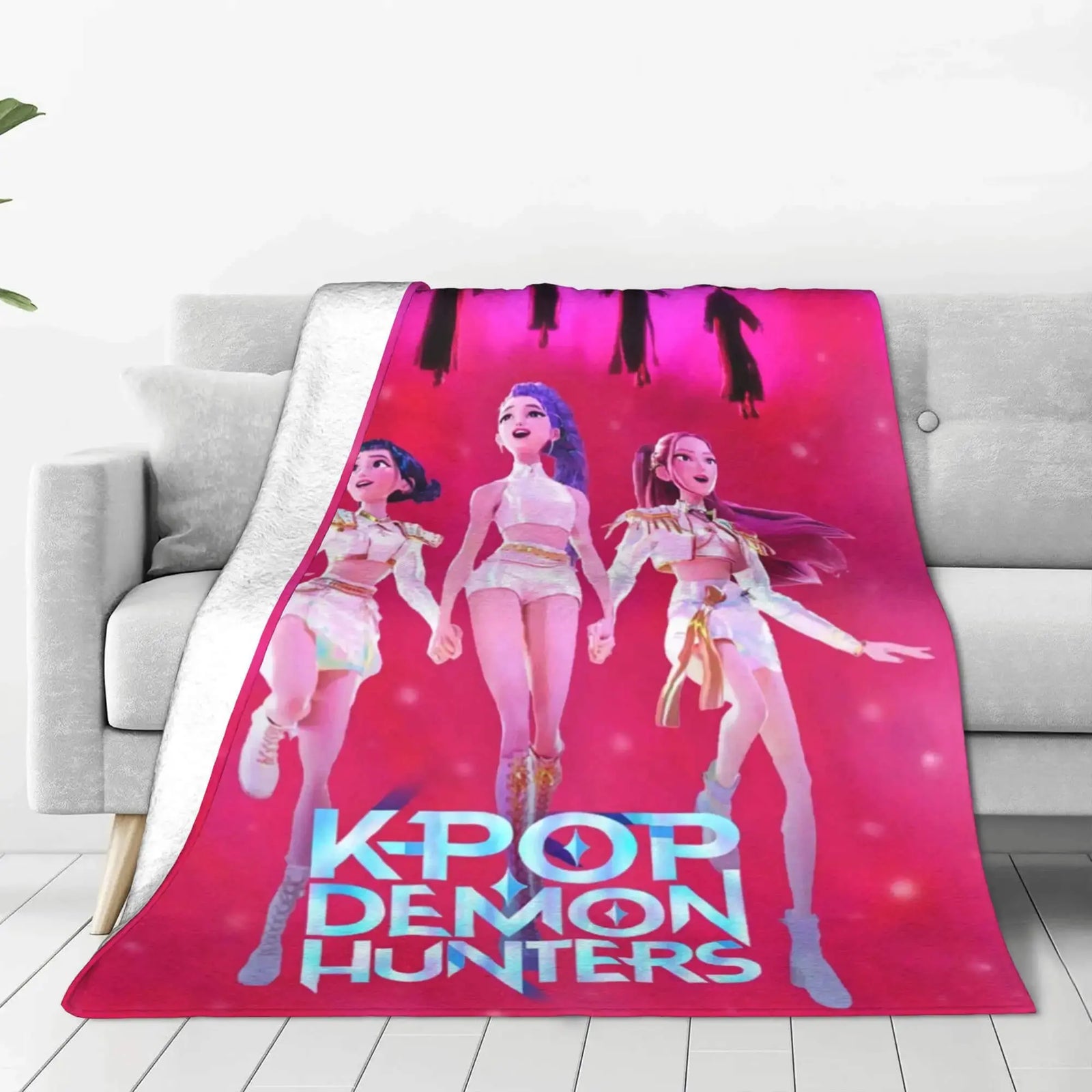 Kpop Demon Hunters Pink Throw Blanket