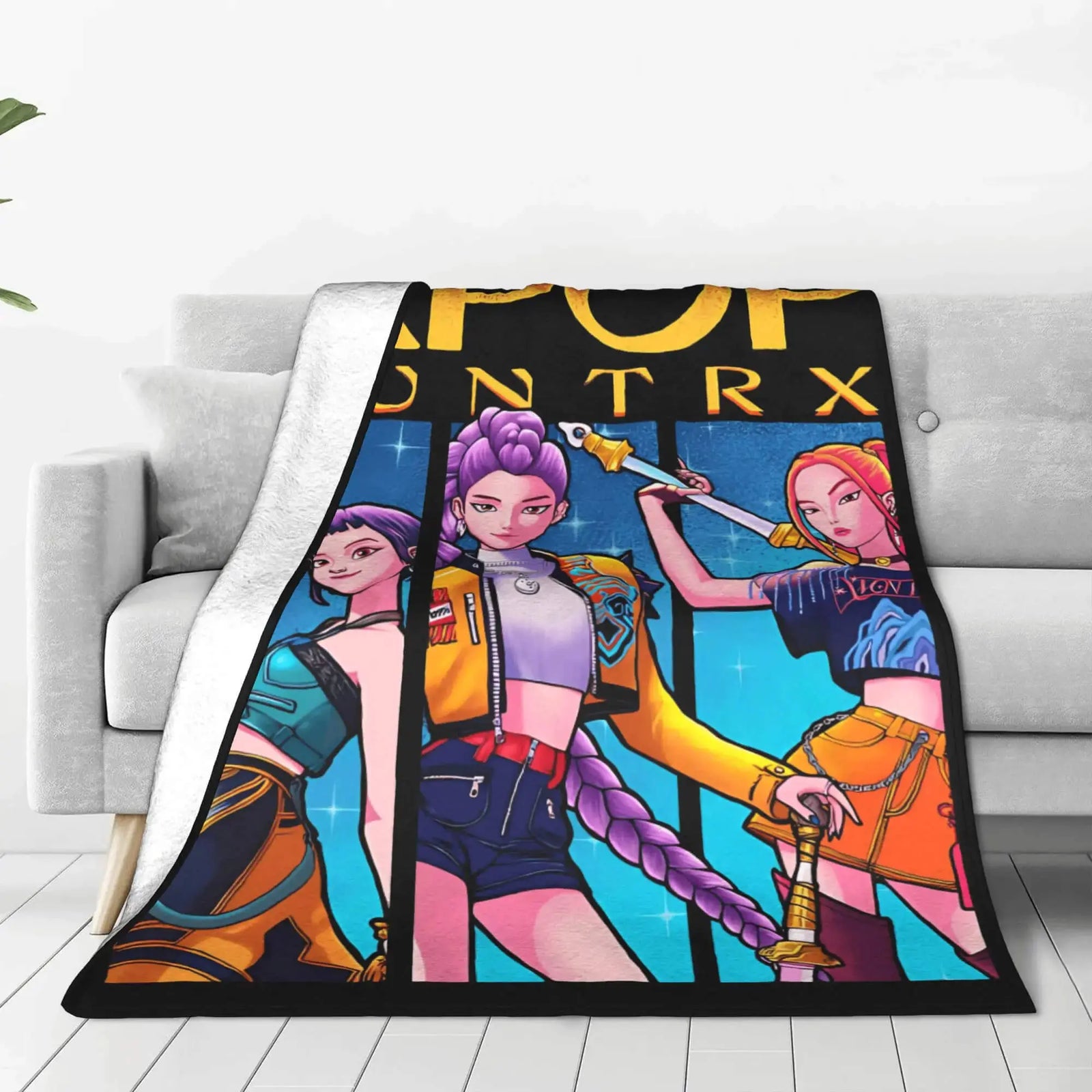 Kpop Demon Hunters Kids Sofa Throw Blanket