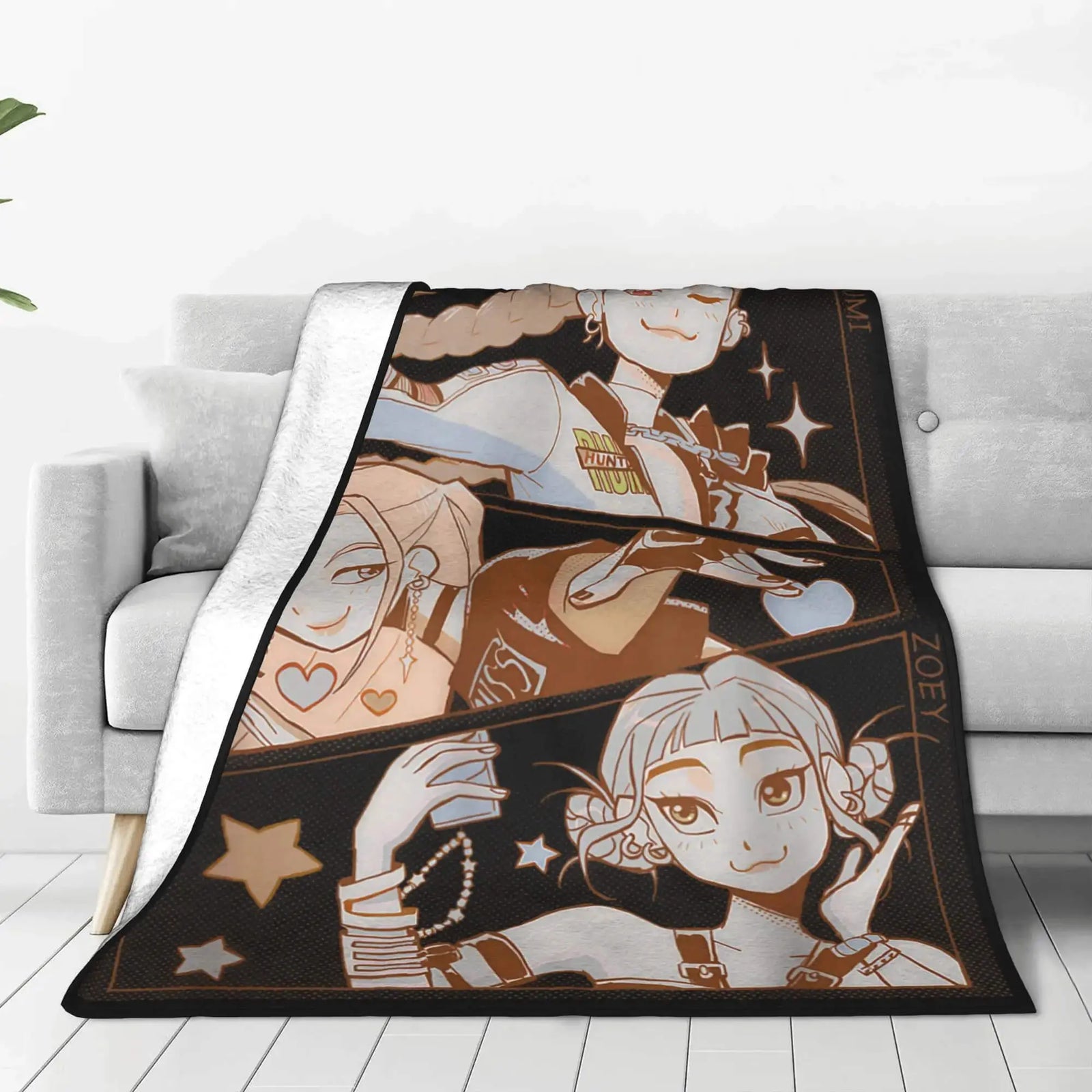 Kpop Demon Hunters Cartoon Kids Throw Blanket