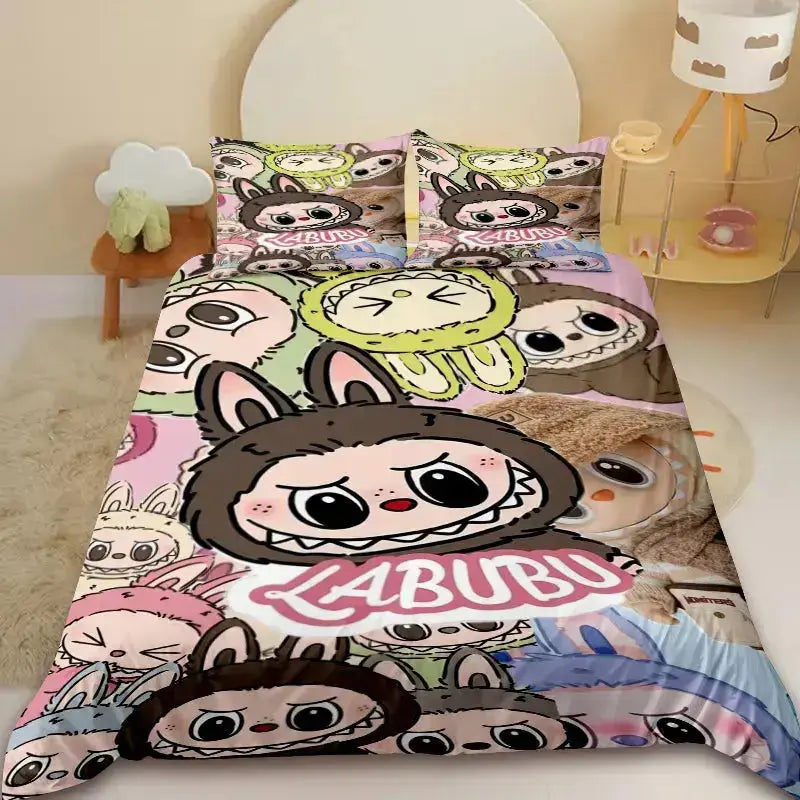 Labubu The Monsters Zimomo Dolls Anime Kids Quilt Cover