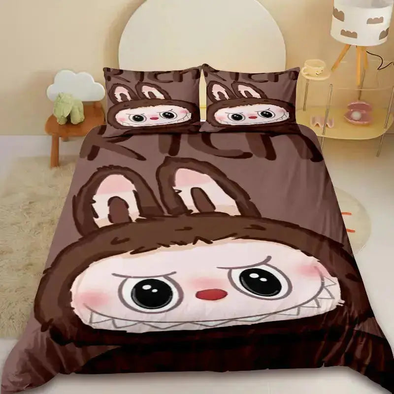 Labubu The Monsters Makoko Dolls Anime Kids Bedding Cover Set Zirconic