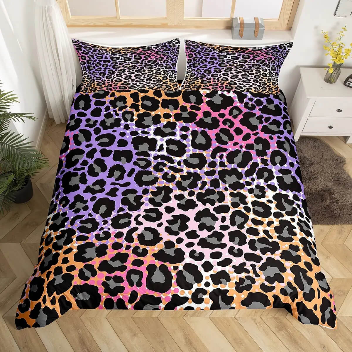 Leopard print duvet cover close up pattern