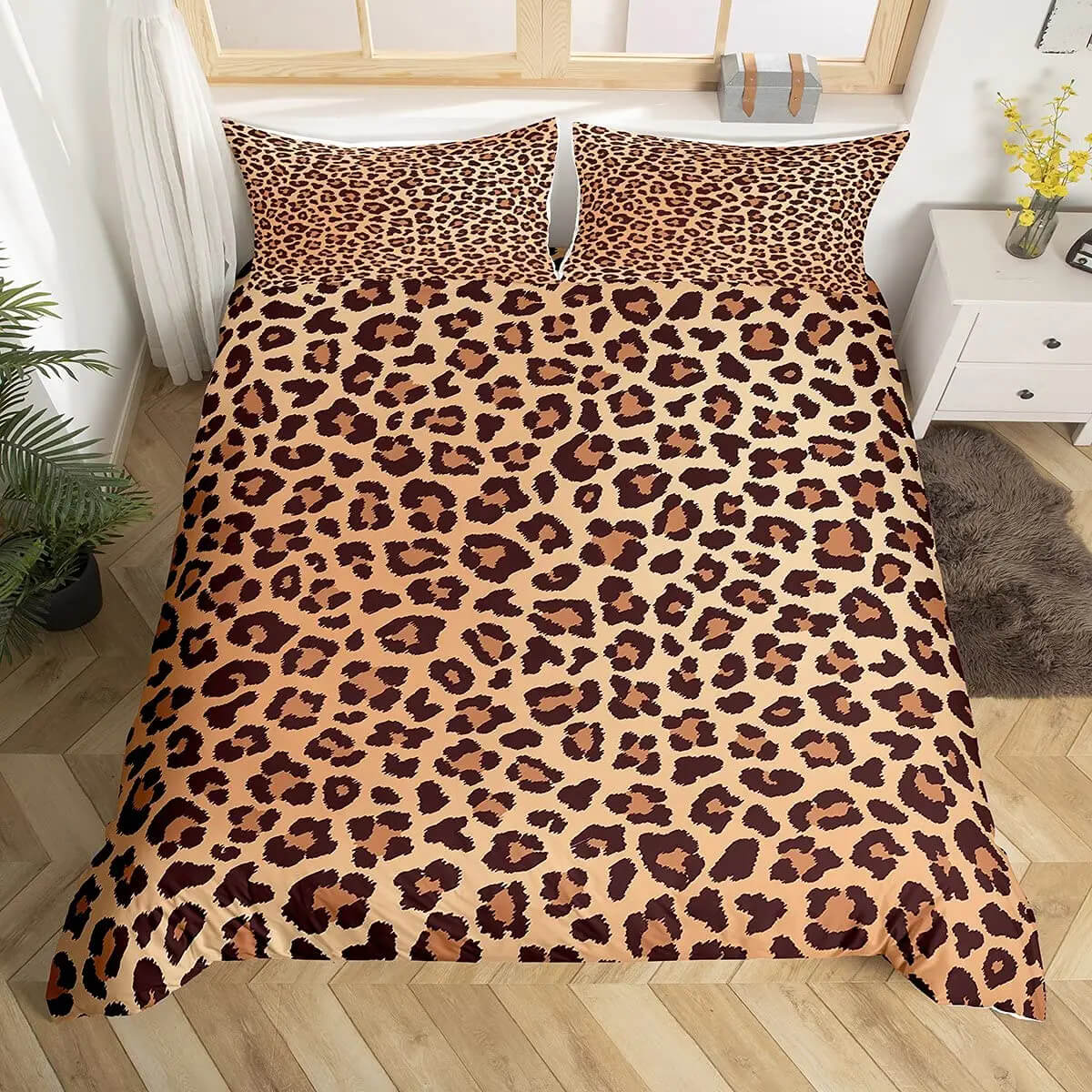 Leopard print bed cover for kids and teens