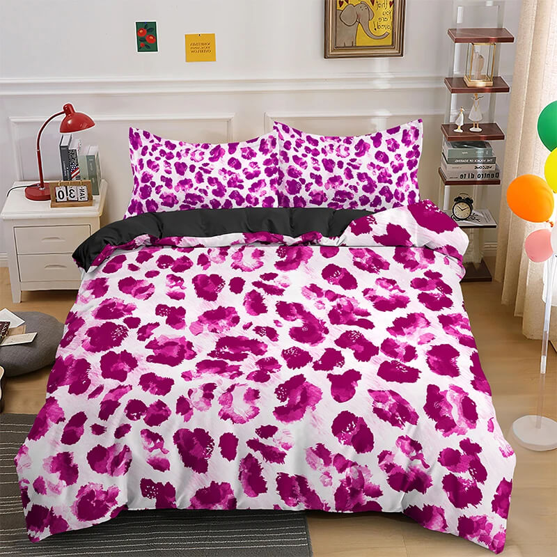 Soft polyester microfiber leopard print bed linen