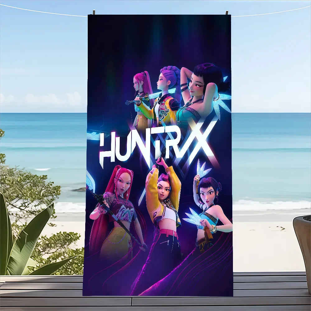 Lightweight, quick-dry beach towel with K-pop Demon Hunter print for children