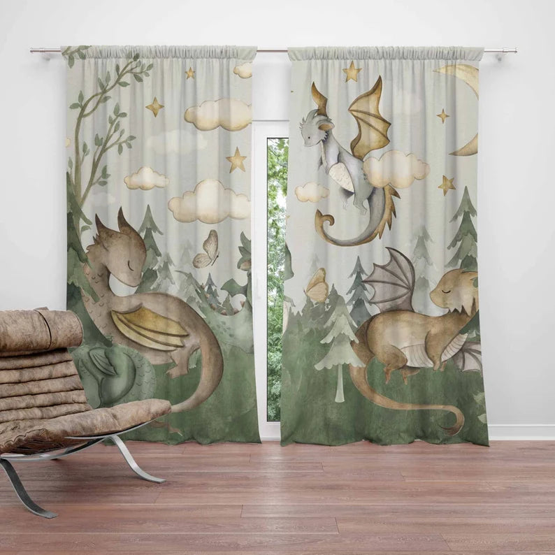 Little Dragon Nursery Curtains Animal Kids Bedroom Curtains Black Out Curtains Nursery Decor Baby Room Curtains Bedroom
Living Room Curtains