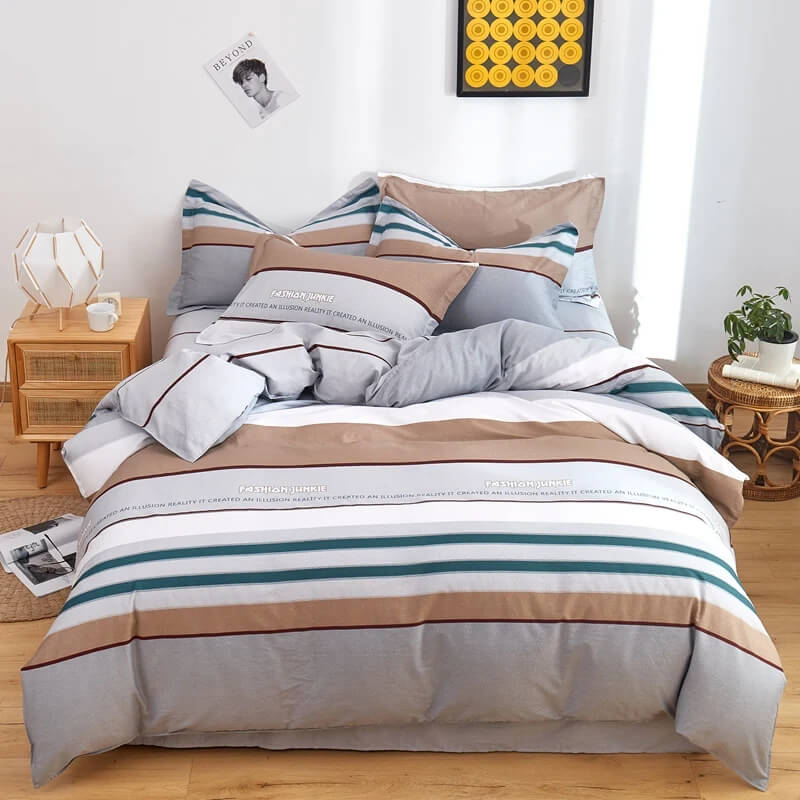 Striped quilt cover bedroom aesthetic