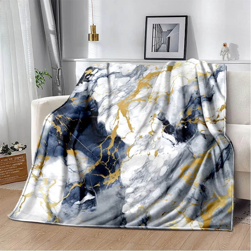 Fluffy marble design blanket for winter