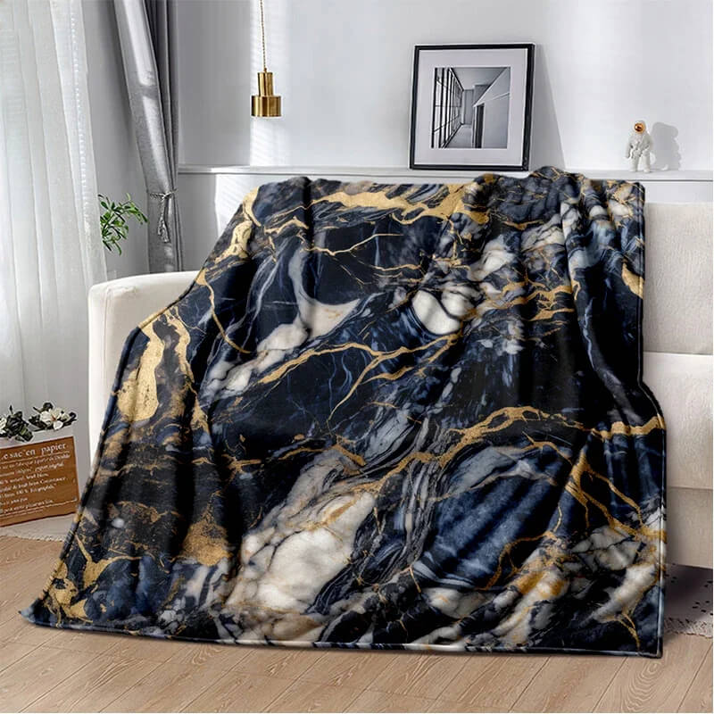 Stylish gold marble bed throw for home