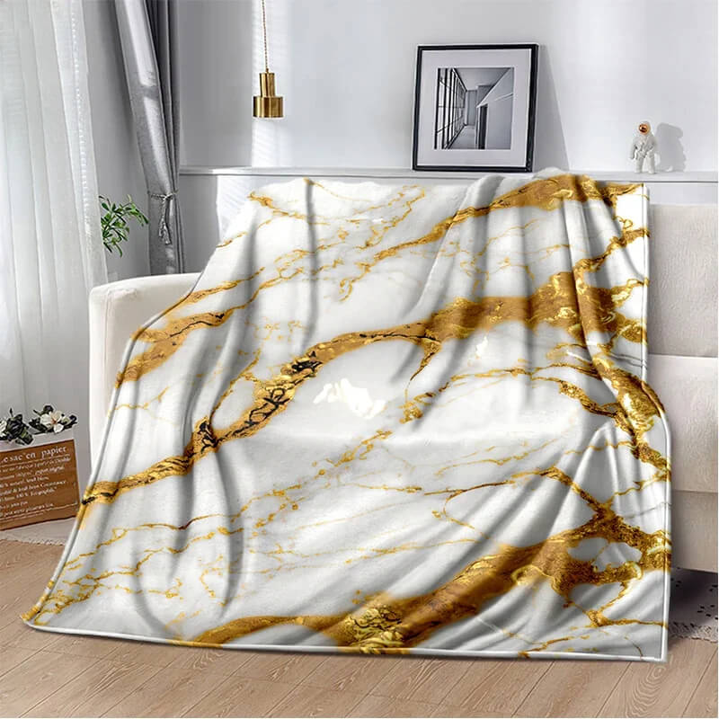 Marble gold pattern plush blanket for bedrooms
