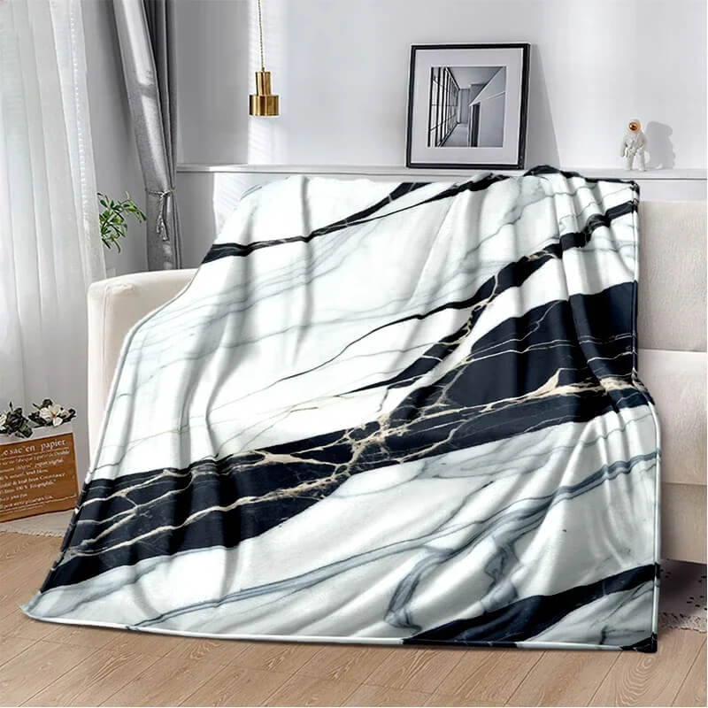 Plush marble pattern throw blanket for home décor