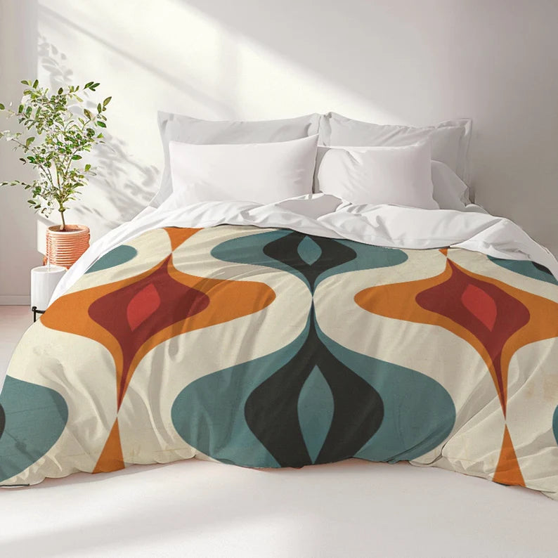 Mid Century Modern Duvet Cover, Retro 50s 60s Doona Cover