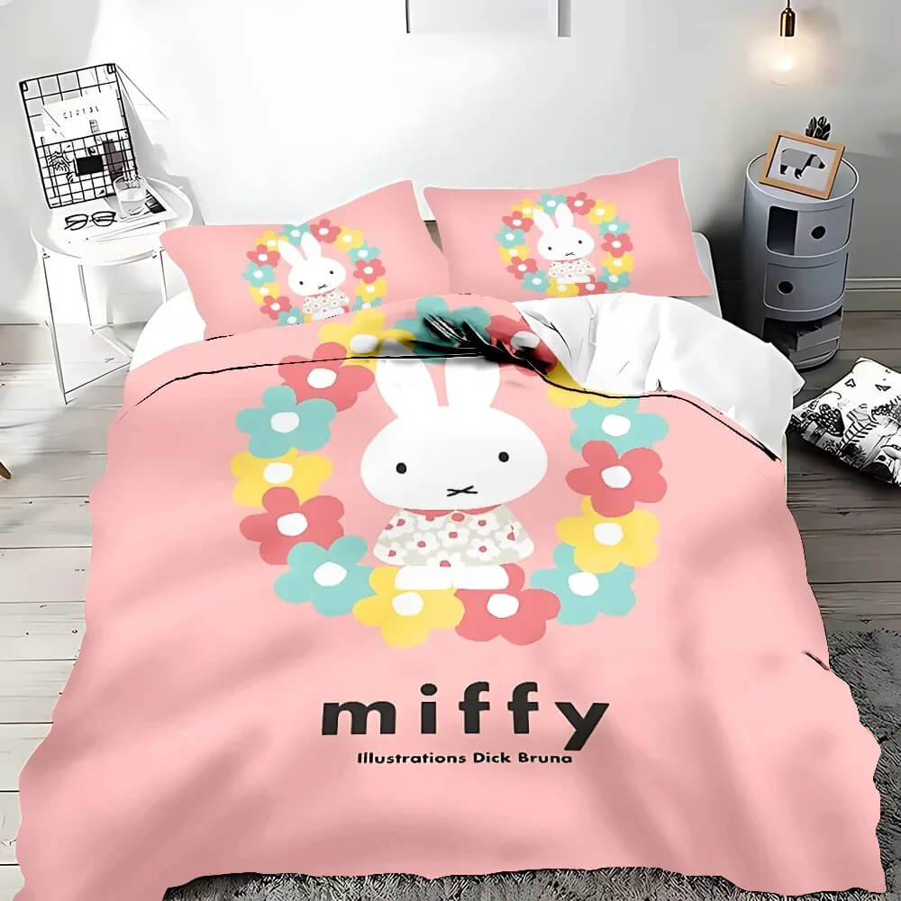 Pink Miffy cute cartoon quilt cover