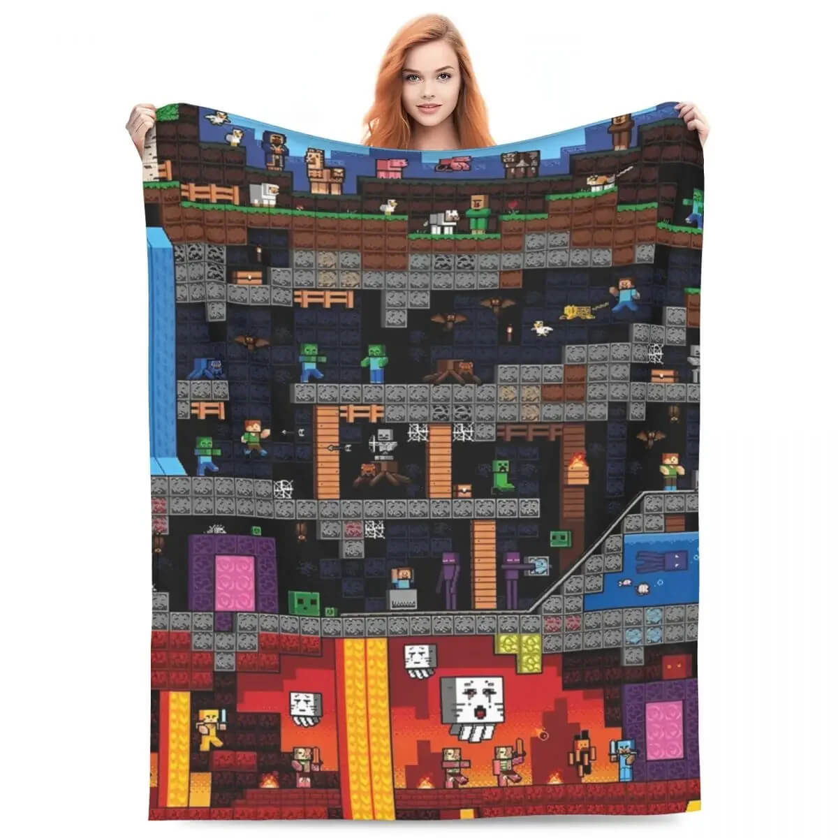 Super soft Minecraft bed blanket for children