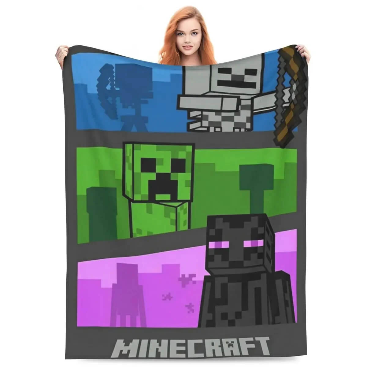 Minecraft pixel flannel blanket for home décor