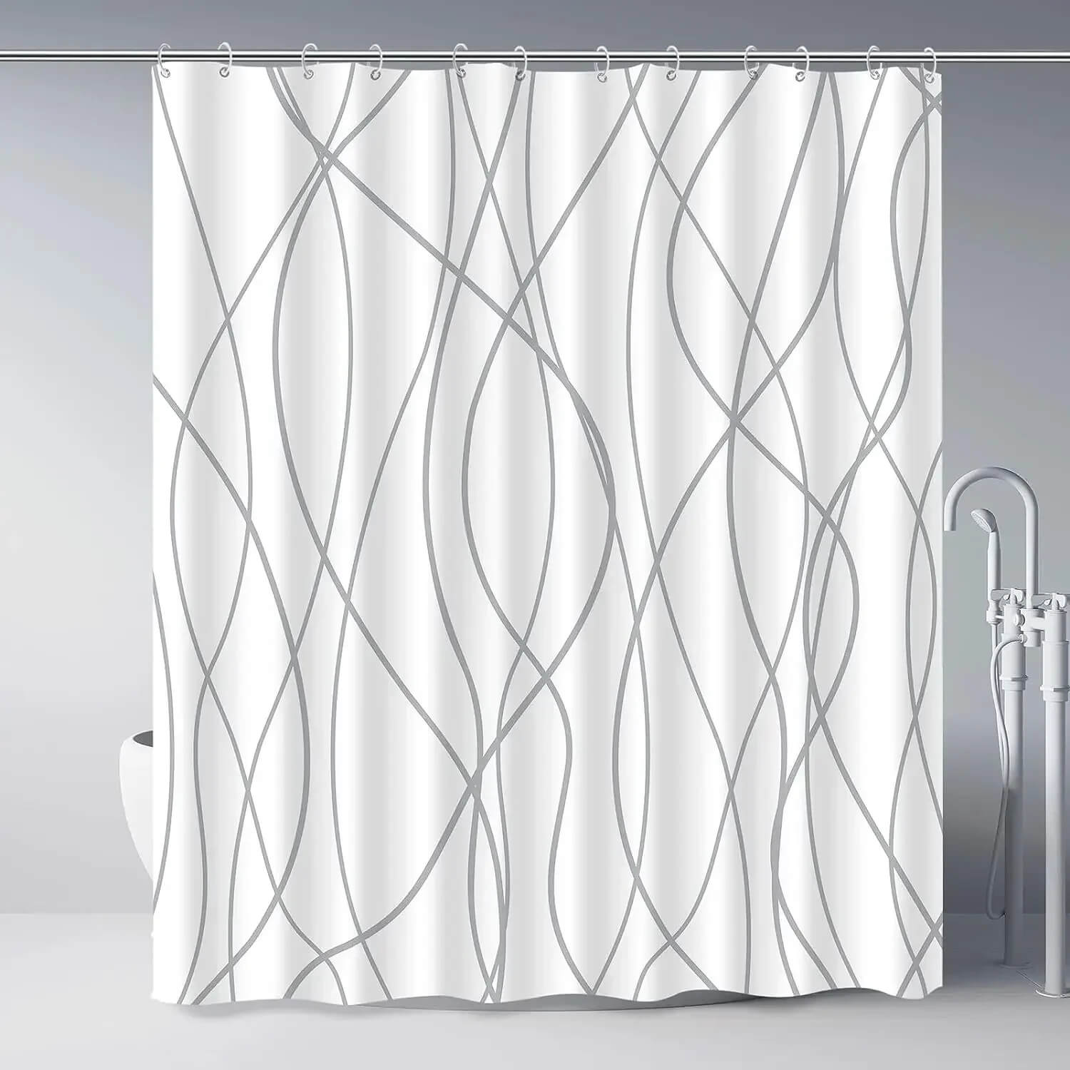 Gradient stripe shower curtain modern bathroom