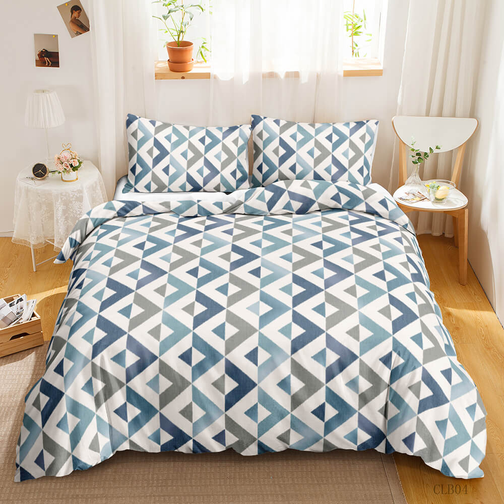 Modern grid doona cover set for minimalist bedroom decor