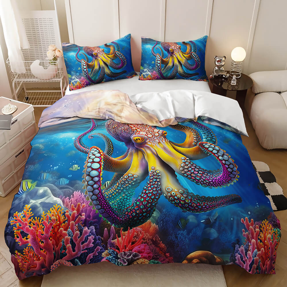 Modern octopus bedding for ocean and marine life lovers