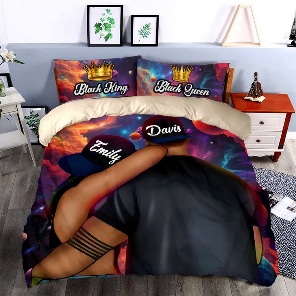 Monogrammed couple quilt cover