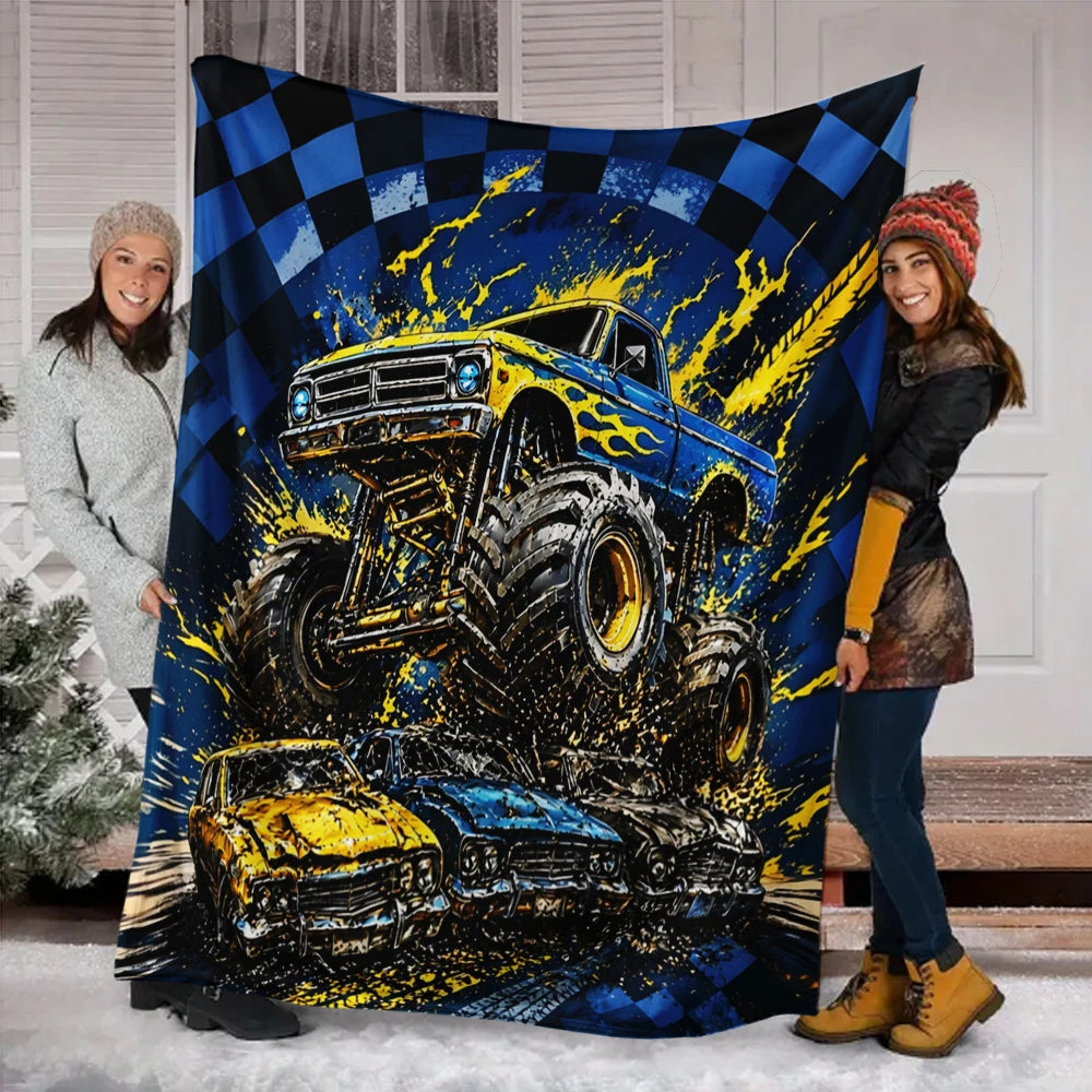 Soft Flannel Monster Truck Throw for Boys