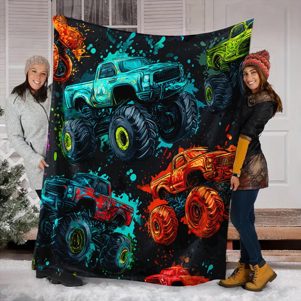 Kids Monster Jam Truck Bedroom Throw Blanket