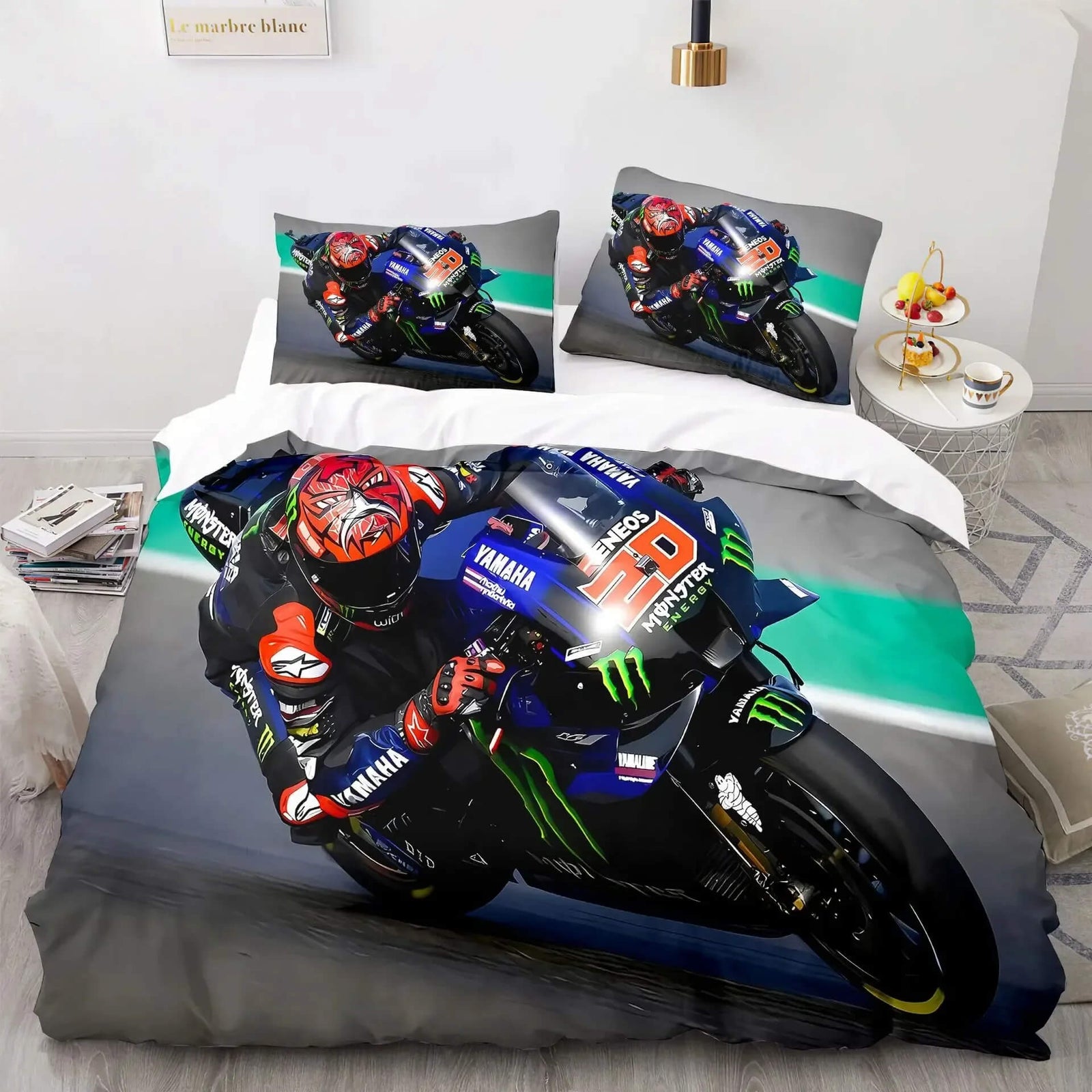 racing motorcycle bedding set for boys