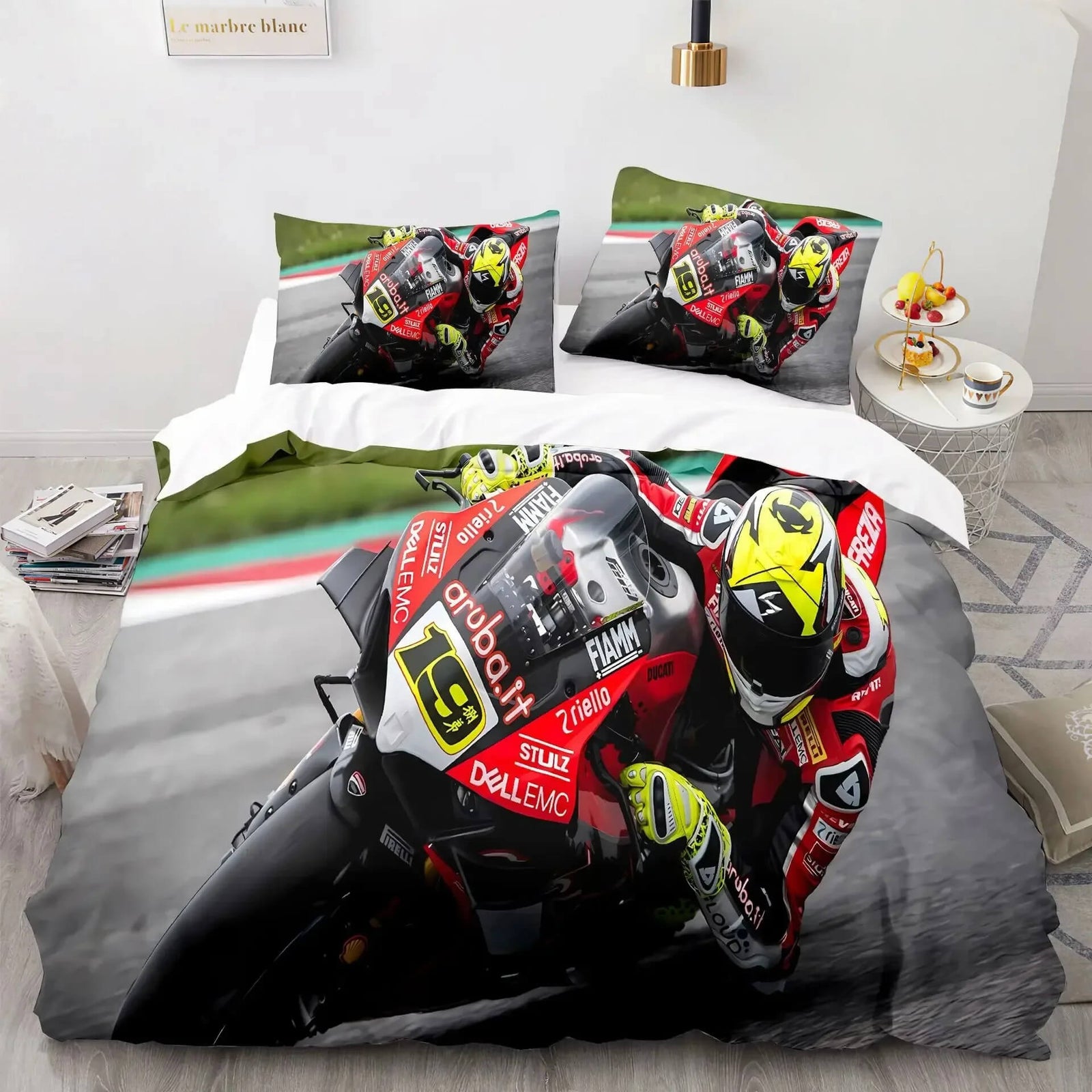 sports racing bedding set for teens