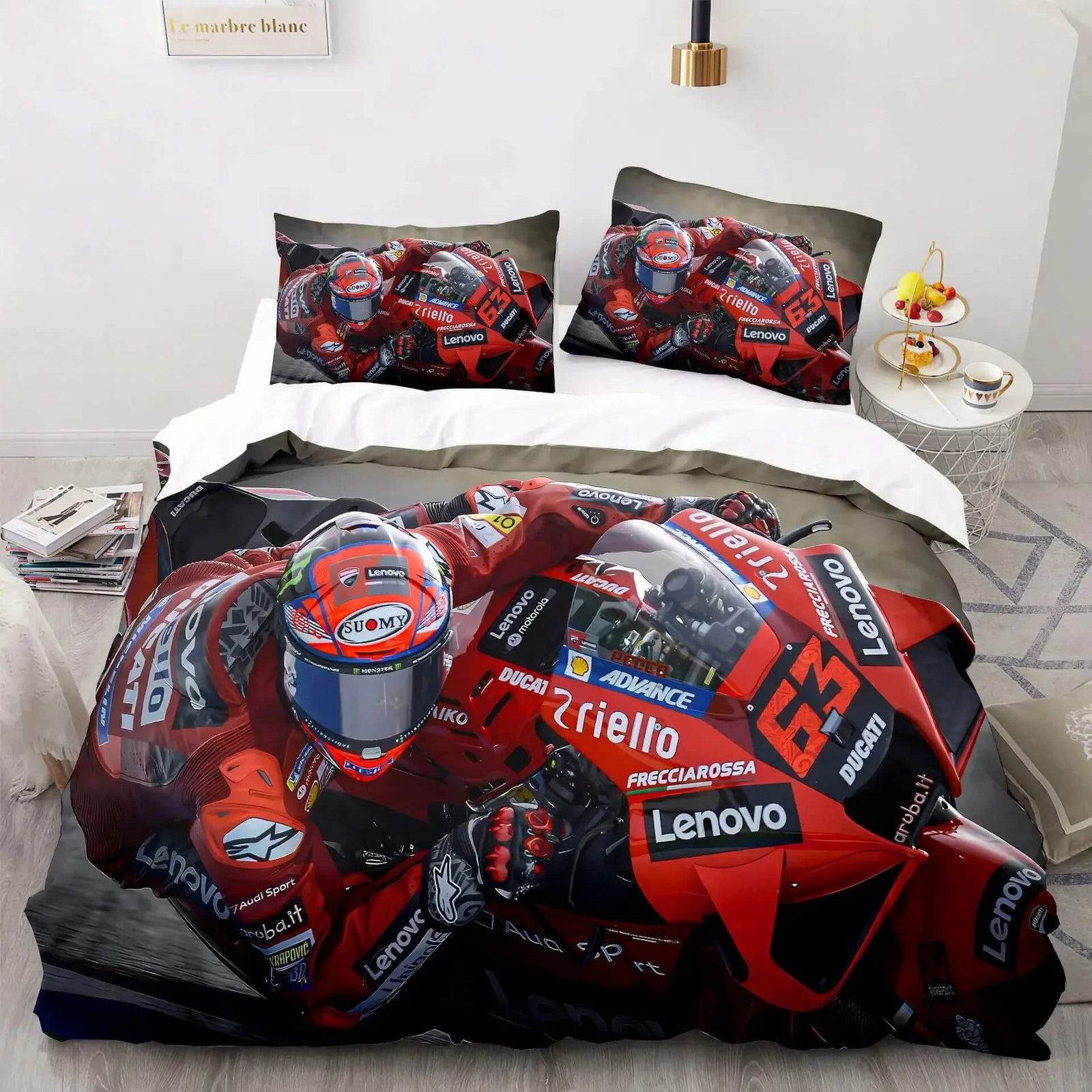 professional motorcycle rider duvet cover