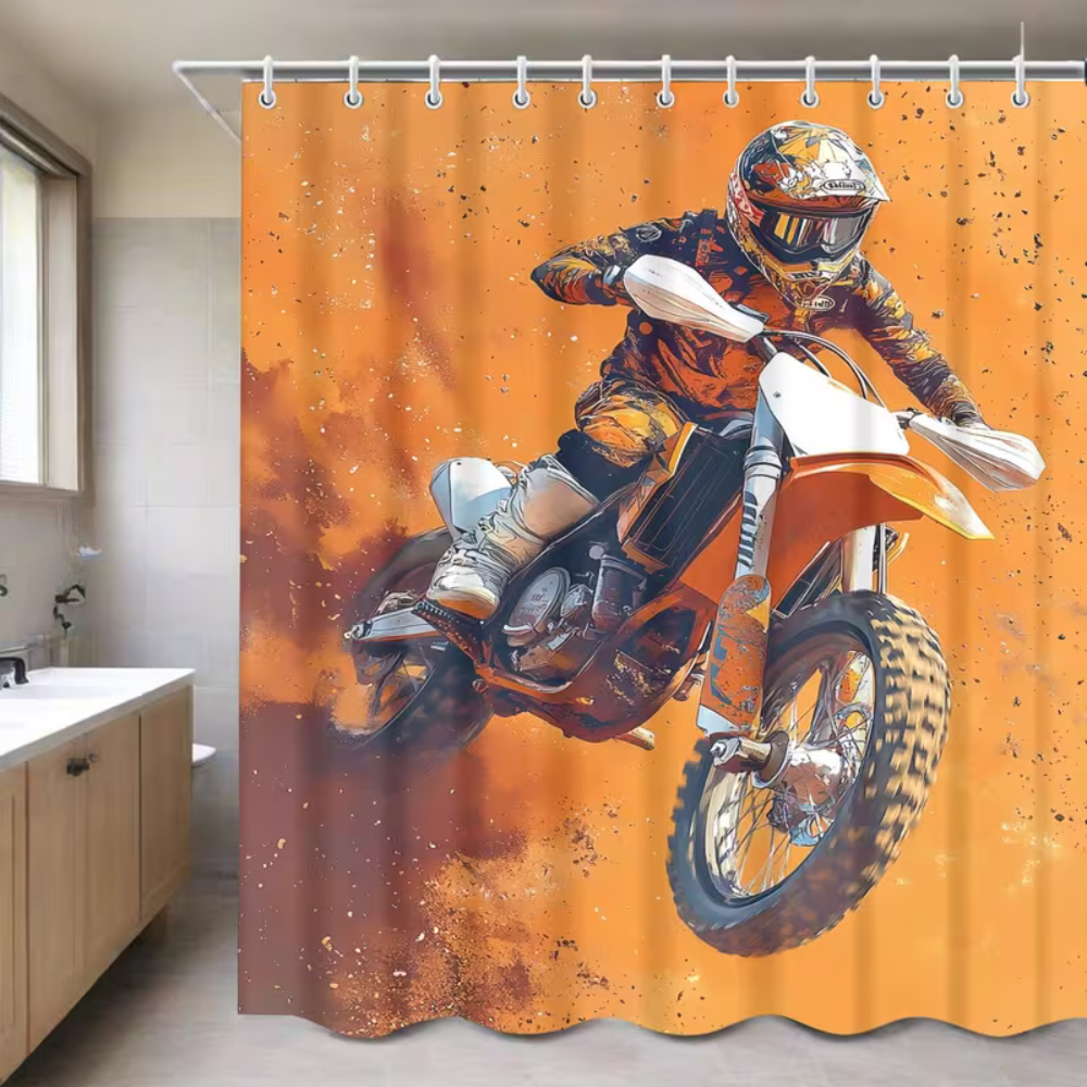 Dirt bike home decor bathroom curtain