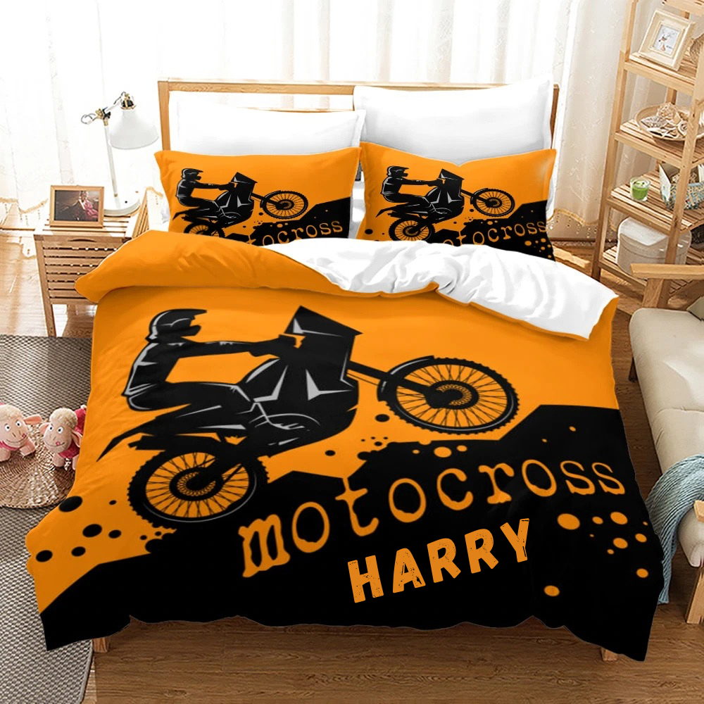 Dirt bike rider printed duvet cover for bedroom decor