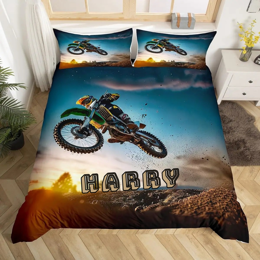 Off-road dirt bike duvet cover custom print